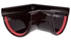 Угол желоба 90 град.Дизайн 135 ПВХ Grand Line коричневый (RR32)