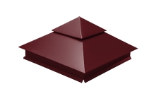 Колпак на столб двойной 390х390мм 0,5 Satin с пленкой RAL 3005 красное вино