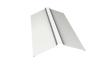 Планка конька прямоугольного 150х30х150 0,5 Satin с пленкой RAL 9003 сигнальный белый (3м)