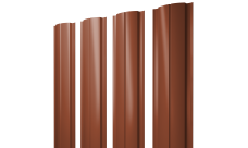 Штакетник Полукруглый Slim с прямым резом Grand Line 0,5 Satin RAL 8004 терракота