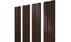 Штакетник Твин с прямым резом Grand Line 0,45 PE двухсторонний RAL 8017 шоколад