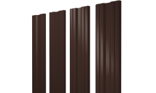 Штакетник Twin с прямым резом Grand Line 0,5 Satin Matt TX RAL 8017 шоколад