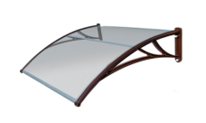 Козырек Krovent из поликарбоната 1200х930х280 прозрачный (коричневый кронштейн)