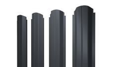 Штакетник П-образный A фигурный Grand Line 0,45 Drap TwinColor RAL 7024 мокрый асфальт