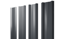 Штакетник М-образный A с прямым резом Grand Line 0,45 Drap-double TX RAL 7024 мокрый асфальт
