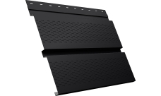 Софит металлический Квадро Брус v01 Grand Line с перфорацией 0,5 PurLite Matt с пленкой RAL 9005 черный