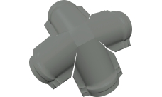 Четверник конька полукруглого Grand Line 0,5 Satin с пленкой RAL 9006 бело-алюминиевый