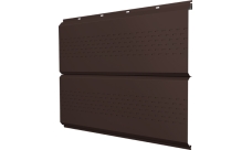Софит металлический ЭкоБрус new Grand Line c перфорацией 0,5 Rooftop Бархат с пленкой RAL 8017 шоколад