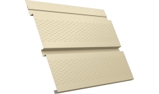 Софит металлический Квадро Брус v01 Grand Line с перфорацией 0,5 Satin с пленкой RAL 1015 светлая слоновая кость