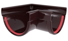 Угол желоба 90 град.Дизайн 135 ПВХ Grand Line шоколадный (RAL 8017)